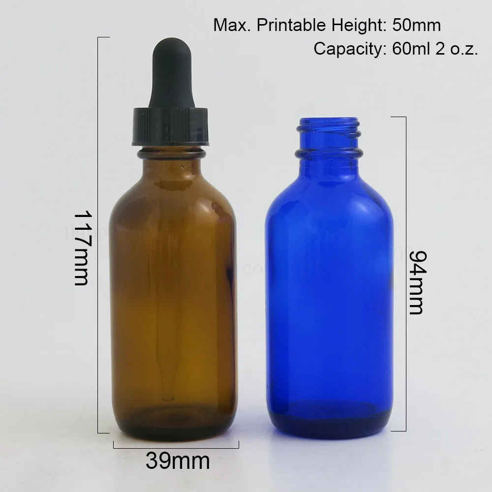 Conta-gotas de Vidro Claro para os Óleos Cobalto Frasco Âmbar Azul Essenciais Aromaterapia 2 oz Qualidade Superior Boston Recipientes Redondos 24 Pcs 60 ml 4 de Vidro Âmbar Azul Claro para Os