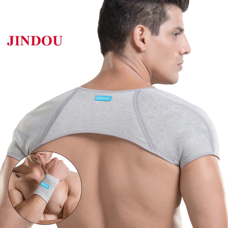 

Elastic Shoulder Protector Hombr Brace Pain Relief Shoulder Support for Weightlifting Tennis Fitness w/ Wrist Support Sweatband