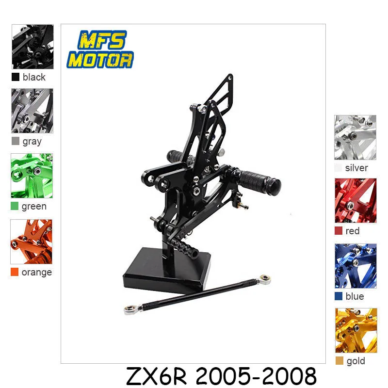 

For Kawasaki Ninja ZX6R ZX636 2005-2008 CNC Adjustable Rearset Motorcycle Accessories Foot Rest ZX-6R Foot Pegs Footrests