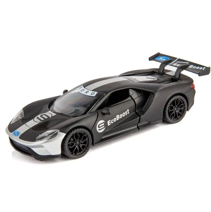 1:32 classic Ford GT Diecasts& Toy Vehicles Car Model With Sound&Light Collection Car Toys For Boy Children Gift - Цвет: Черный