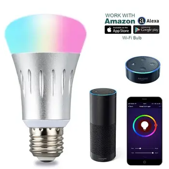 

Smart WIFI Bulb E27 RGBW Dimmable LED Bulb Light Bulb Works with Alexa Google Home,16 Million Colours APP Remote Control