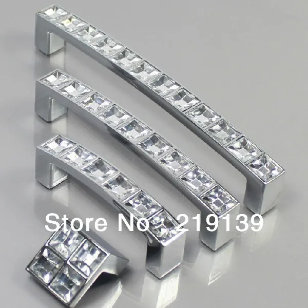 10PCS Knob alloy glass crystal sparkle cabinet drawer door pulls knobs handle 