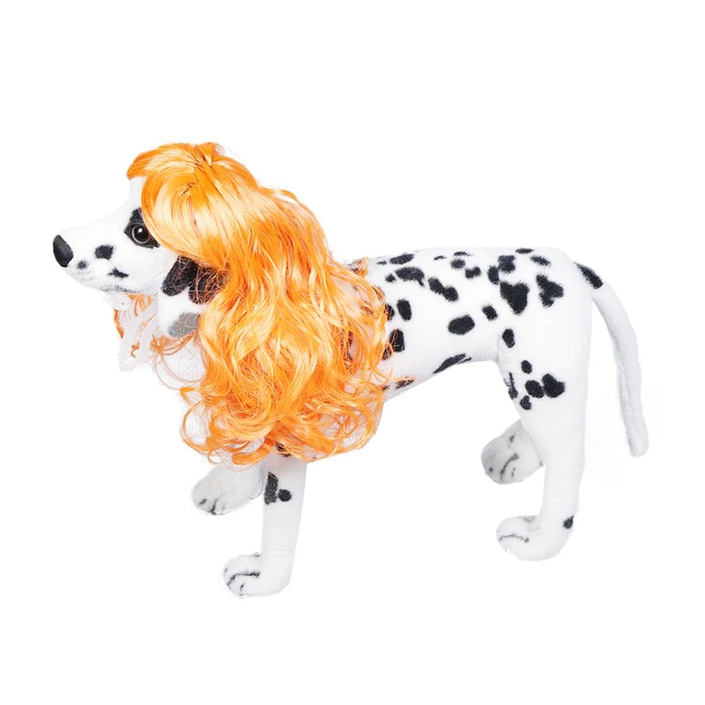 犬オレンジ ロングヘアー半分カーリーウィッグコスプレウィッグハロウィン衣装ファンシードレスペットヘアアクセサリー最新4 Dog Accessories Aliexpress