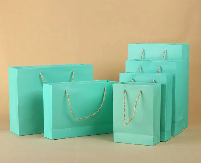 

Blue Color Paper Bag 100PCS/LOT Gift Bag Packaging Bag 6 Size Available Can Printing LOGO