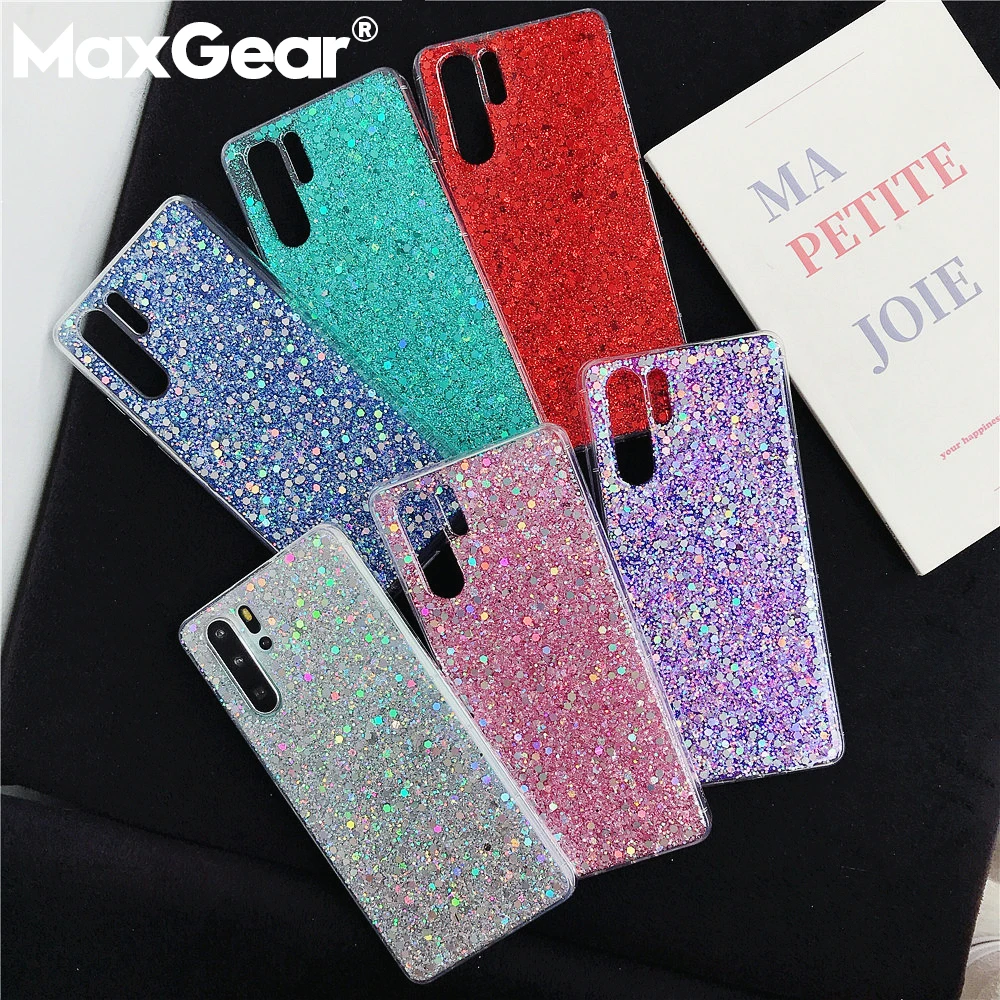 Silicone Bling Glitter Crystal Sequins Phone Case For Huawei P