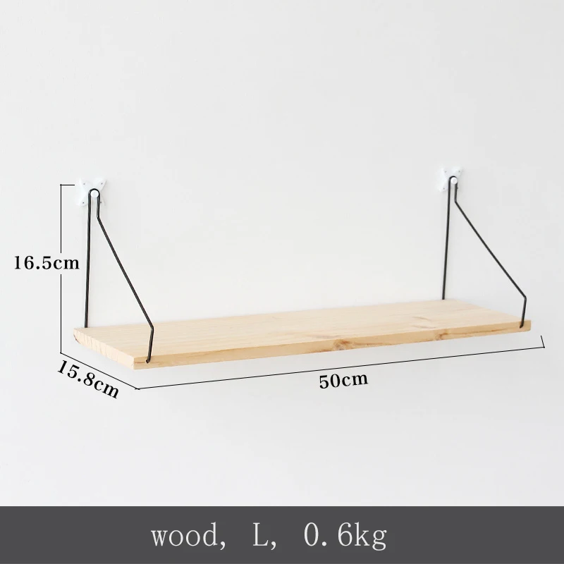 Простые деревянные настенные стеллажи в скандинавском стиле, держатели из твердой древесины, полка для хранения на стену, для гостиной, спальни, стеллаж для хранения - Цвет: wood L