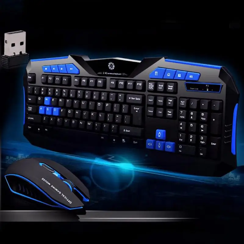 Wireless LED Breathing Backlight Pro Gaming Keyboard Mouse Combos Full