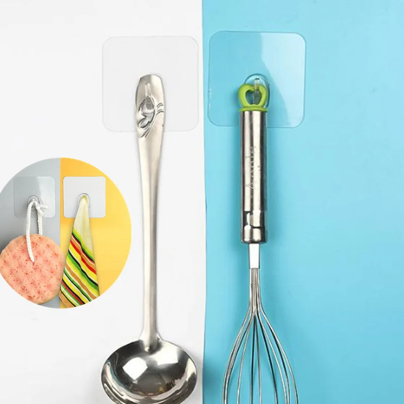 

Anti-skid Hooks Reusable Transparent Traceless Hanging Hooks Seamless Adhesive Hook Organizer Holder Tools 6*6 Dropshipping