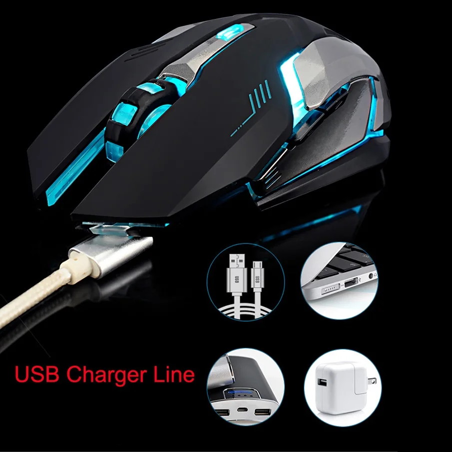 Волчий дух перезаряжаемый беспроводной светодиодный Подсветка USB Оптический