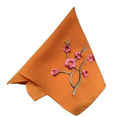 26 см 2019Hot Шелковый квадратный вышитый носовой платок Лицо Руки чай охлаждающие полотенца для женщин детей кружева мужчин дамы hanky свадебный подарок - Цвет: Orange