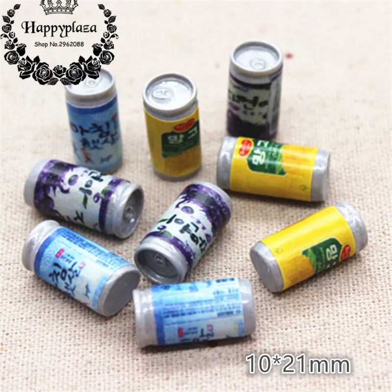 

10pcs Mix Colors Cute 3D Resin Simulation Korea Juice Drink Cans Miniature Food Art DIY Decoration Charm Craft,10*21mm