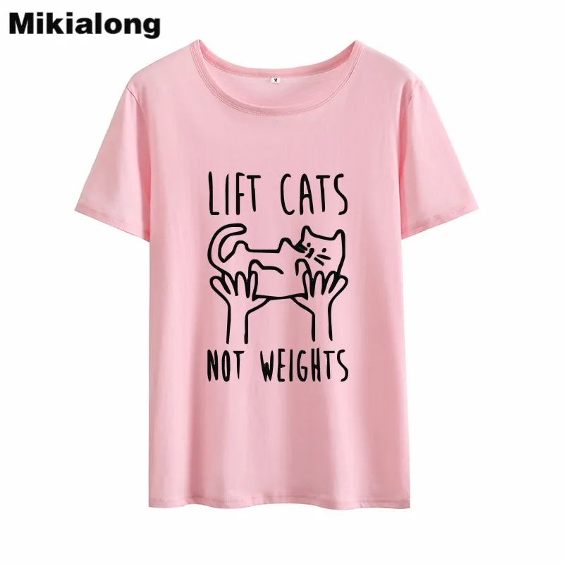 Футболка Mrs win LIFT CATS NOT weies женская летняя 2018|Футболки| |