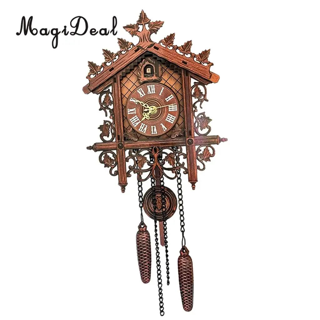 MagiDeal Decorative Wood Wooden Cuckoo Wall Clock for Home Decoration Christmas Housewarming Wedding Gifts