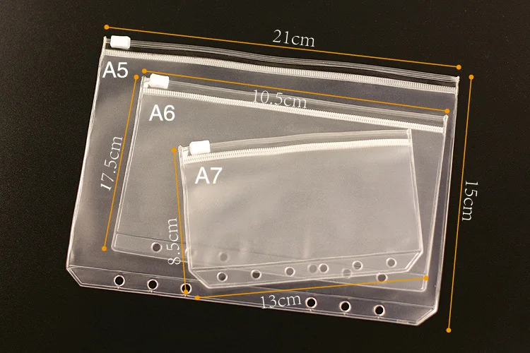 A5 A6 A7 ПВХ прозрачный файл мелких вещей хранитель для 6 отверстий вкладыш спираль Биндер блокнот планировщик план Filofax