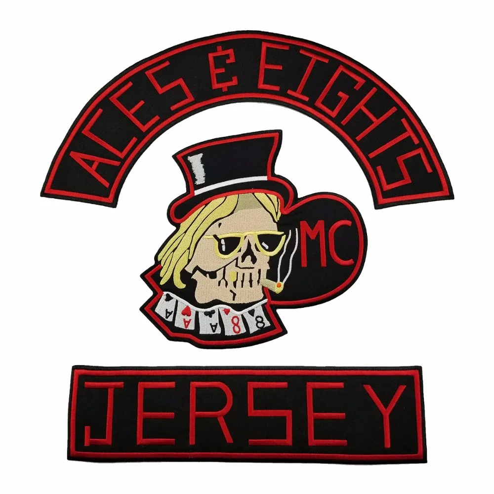 L170826-1 NEW ARRIVAL MC ACES EIGHTS JERSEY EMBROIDERY BADGE PATCH MOTORCYCLE CLUB VEST OUTLAW BIKER JACKET IRON ON PATCH FREE SHIPPING (1)