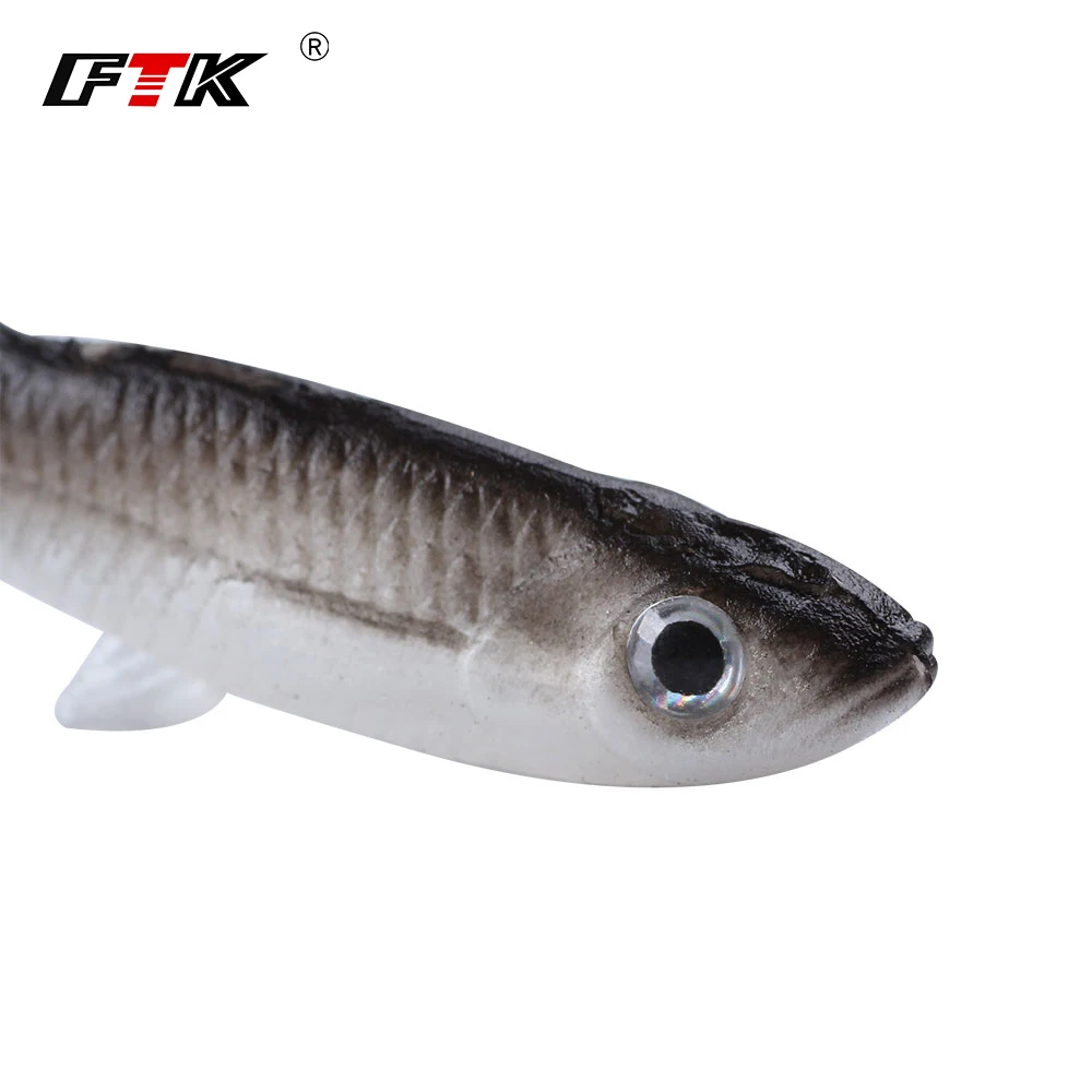 Приманка для рыбалки от ftk 5 шт. Мягкая приманка Minnow Shad Fishlike аксессуары 3D глаз поддельная рыба плавающий воблер приманка бас силиконовая морская HF