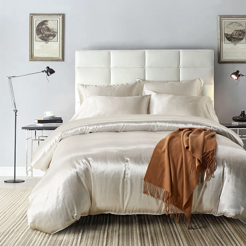 

Solid Color Duvet Cover Sets White Color Polyester Bedding Set Single Double Bed Twin Queen King Size XF500