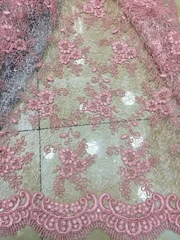 

Latest French Lace Fabric High Quality Wedding African Lace Fabric For Tulle Lace TS7216