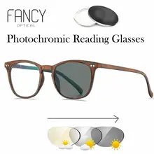 Фотохромные очки для чтения мужские и женские очки при дальнозоркости солнцезащитные очки-хамелеоны обесцвечивание с диоптриями деревянный эффект