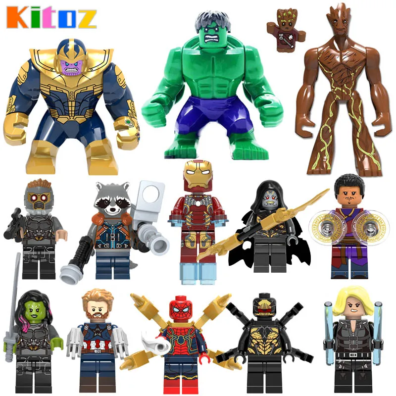 

Avenger Infinity War Thanos Iron Man Hulk Star-Lord Wong Outrider Spider-Man Figure Building Block Toy Compatible with lego