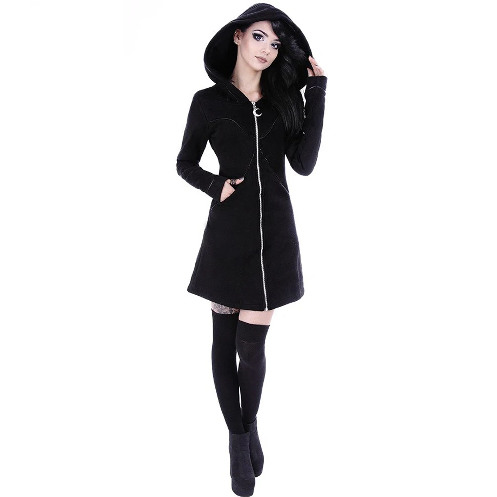  2019 New Gothic Women Hoodie Casual Long Sleeve Hooded zip-up Sweatshirts Hooded Female Jumper Wome