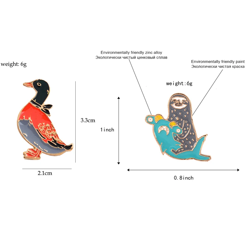 Милые забавные животные Эмаль Булавка лама утка Ленивец овца значок нагрудный знак брошь джинсовая рубашка мешок мультфильм ювелирные изделия подарок для детей