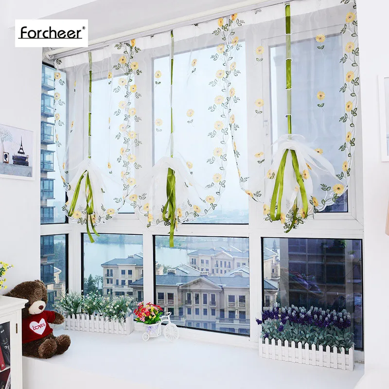 Moderne Blumen Tüll Römische Farbtöne Fenster Vorhang ...