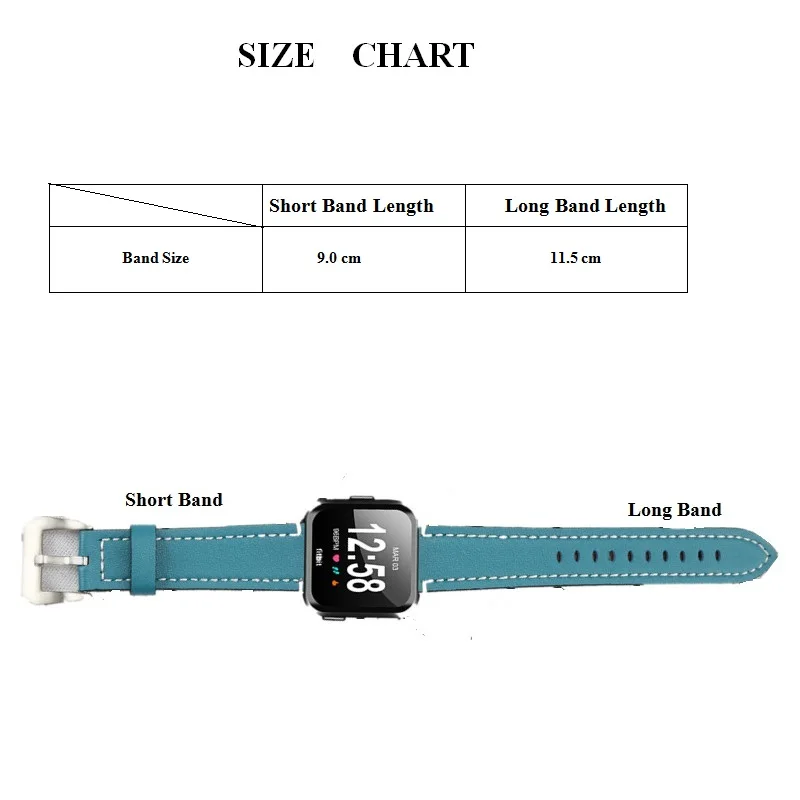 ashei new style watchband for fitbit versa band leather sport watch watch band size chart