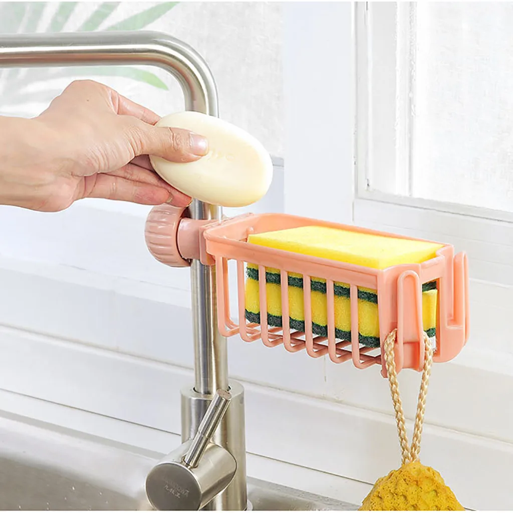 Kitchen Sink Faucet Sponge Soap Storage Organizer Cloth Drain Rack New 