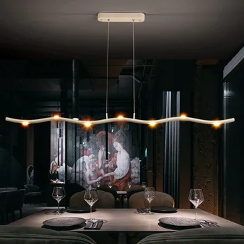 

Dining Room Pendant Light led Long Strip Hanging Light Simple Personality Office Studio Living Room Lighting Bar Pendant Lamps