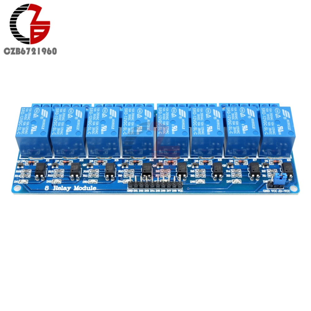 12 В 8 канальный 8CH оптокопплер релейный модуль для Arduino AVR PIC DSP ARM MSP430 ttl logic