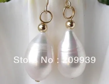 

hj 00204 Amazing 15mm white drip freshwater pearl earring 14K-20