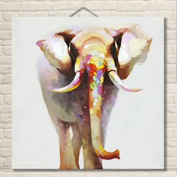 

Noah Art Colorful Hand Painted Modern Abstract Animal Oil Paintings Funny Cartoon Elephant Painting Wall Pictures for Room Decor