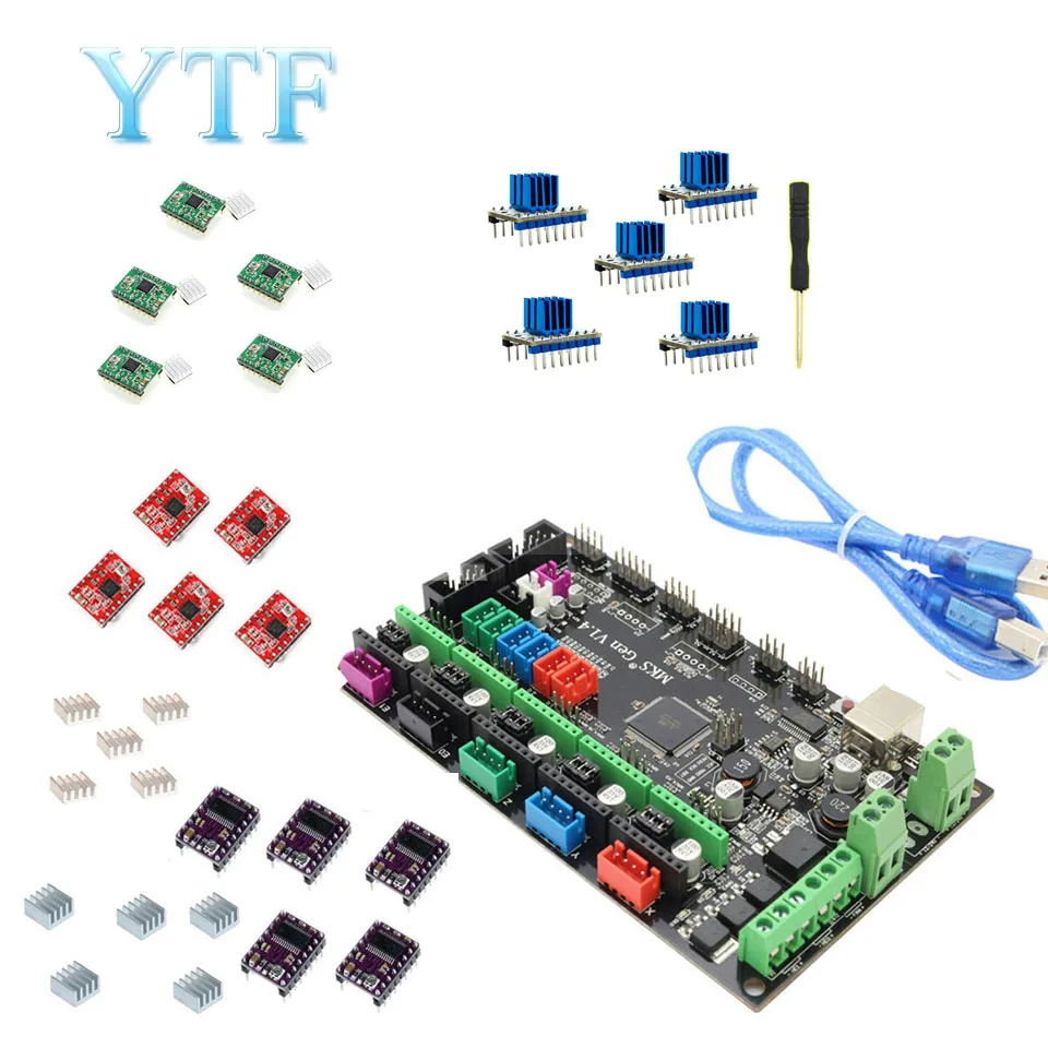 Набор деталей для 3D принтера MKS Gen V1.4 с контрольной платой RepRap + 5 шт.