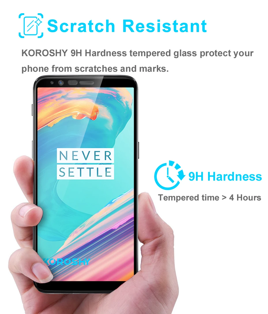 KOROSHY Full Cover Tempered Glass for OnePlus 5T OnePlus5T One Plus 5 T Screen Protector Toughened 9H Glass Protective Film (5)