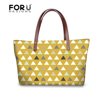 

FORUDESIGNS Luxury Handbags Women Bags Designer Mod Mint Triangles Pattern Women's Handbags Large Casual Tote Bag for Ladies