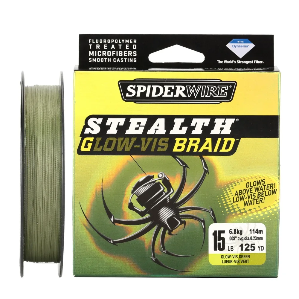 

Spiderwire Brand Stealth 114m 125YD Microfibers Fishing Line Glow-Vis Braid Smooth Casting Line 6lb 8lb 10lb 15lb 30lb