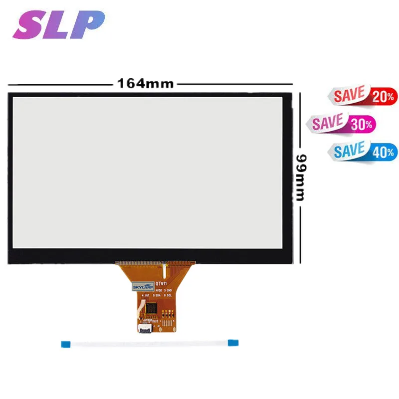 

Skylarpu 7 inch 6 wire 6 pin Capacitive touch Screen Panel For Car navigation DVD tablet PC 165mm*100mm 164mmx99mm Touchscreen