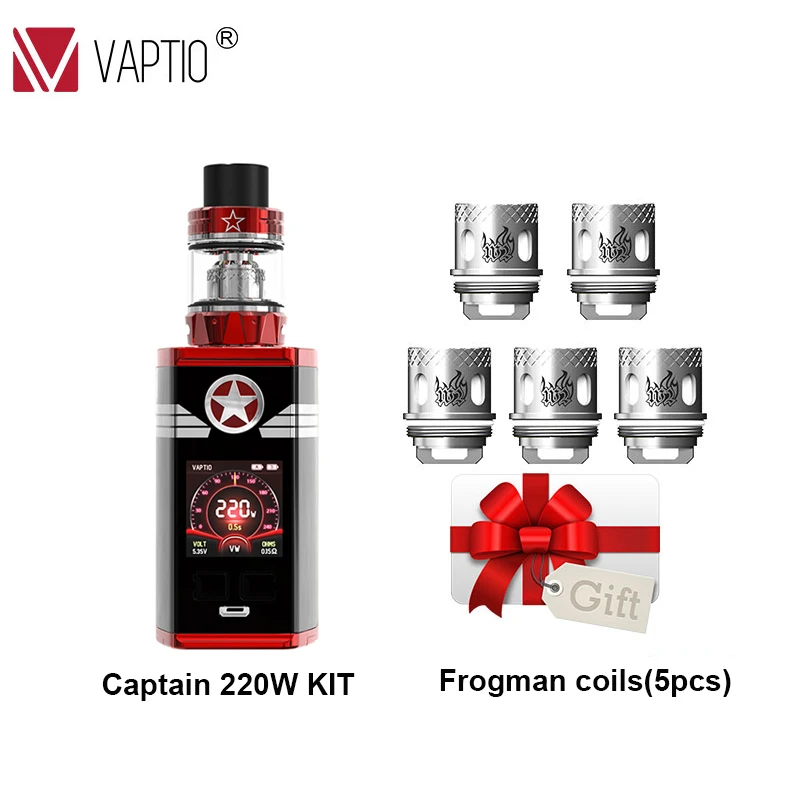 

Gift Vaporizer Vaptio Captain 220W Kit 2.0ml Tank Atomizer Electronic Cigarette fit dual 18650 batteries Vape kit