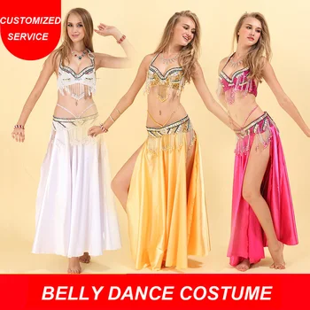 

2019 Belly Dance Clothing Eastern Dance Professional 3 Pcs Outfit Bra Belt Skirt Women Bellydance Costume Set