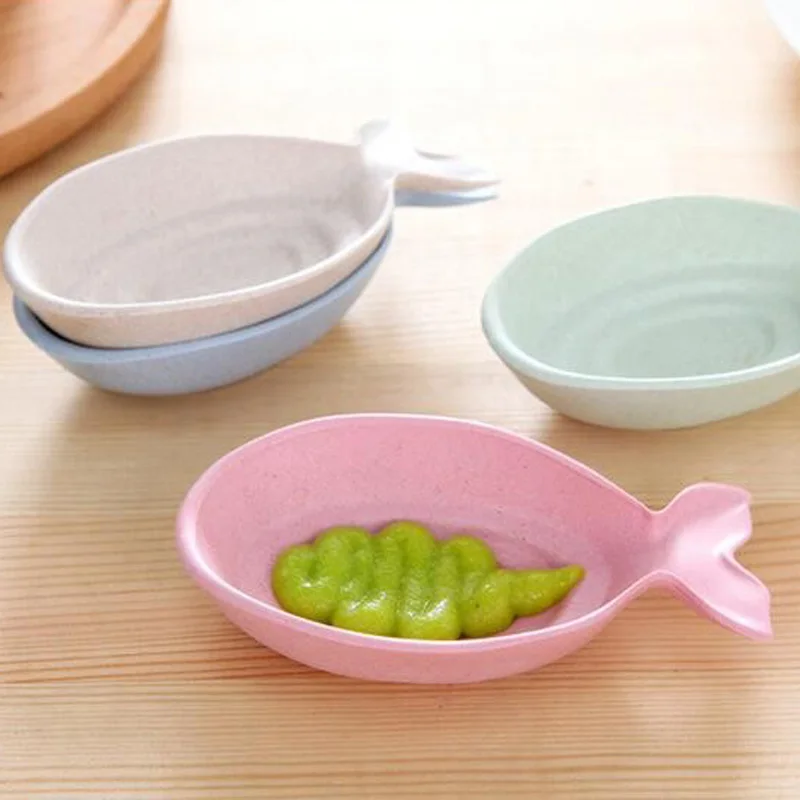 FHEAL Wheat Straw fish Shape Multifunctional Dish Vinegar Soy Sauce Snack Plate Environmental Spice Jar Kitchen Accessories (10)