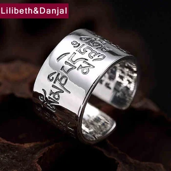 

Pure S999 Sterling Silver Ring Men Jewelry Tibetan Ethnic Mantra Women Gift opening Fine Jewelry R23