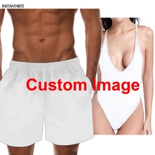INSTANTARTS на заказ ваш собственный логотип/изображение/фото женские цельные купальники мужские шорты купальные пляжная одежда для купания пары пляжная одежда