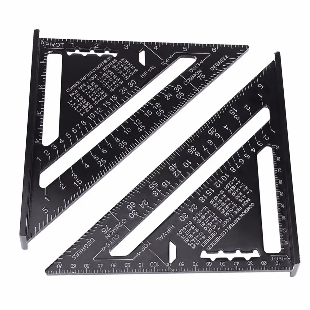 

Black Metric Aluminum Oxide Triangle Measuring Ruler 7 Inch L-square Rulers For Woodworking Carpentry Tools
