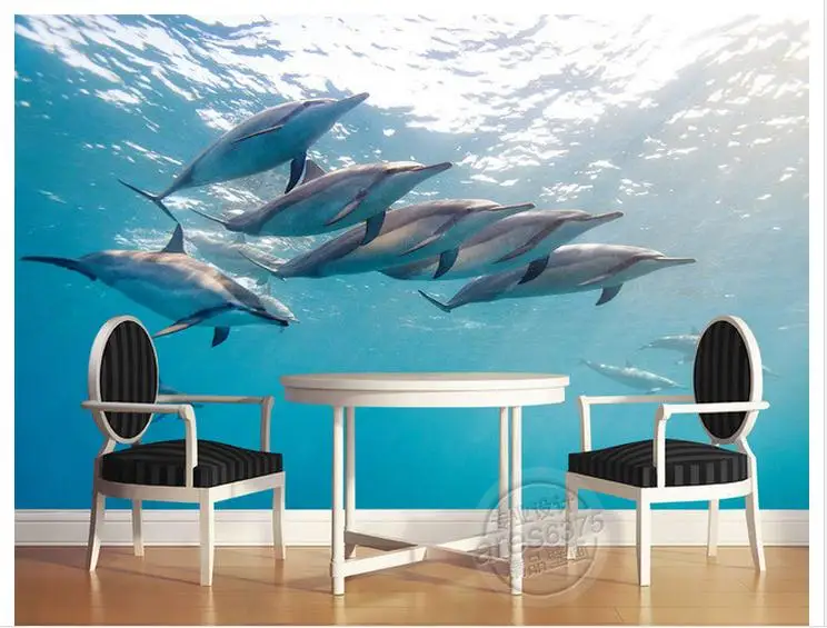 3D обои на заказ росписи красоты 3 d подводный мир Дельфин ТВ установка настенные