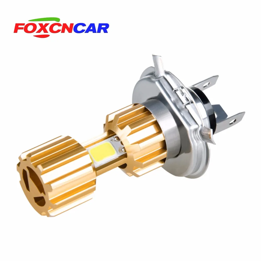 Foxcncar H4 светодиодный фары мотоцикла лампы 6500K 12V 24V мотоцикл велосипед