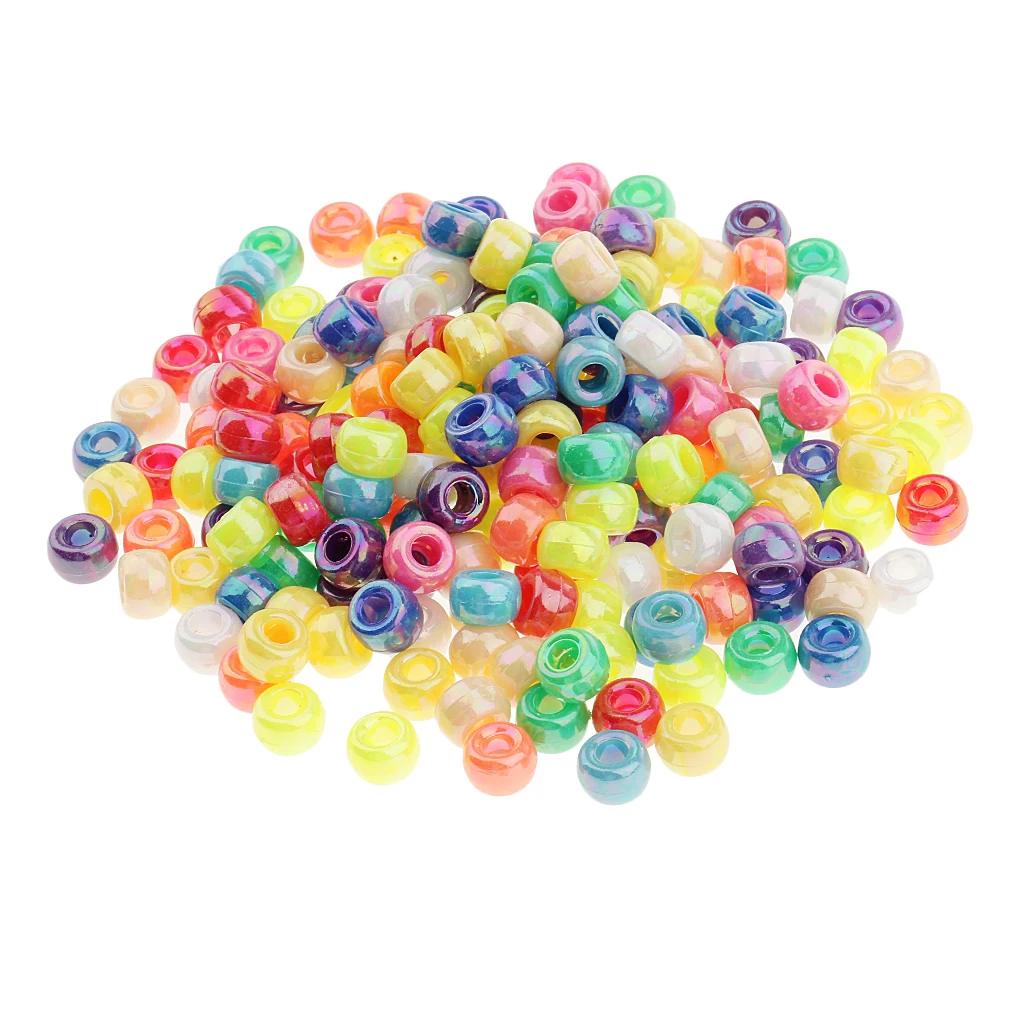 200 Pieces Multi colors Round Glass Beads Loose Beading Large Hole for DIY Necklaces,Bracelet, Earrings Making Craft 8 mm