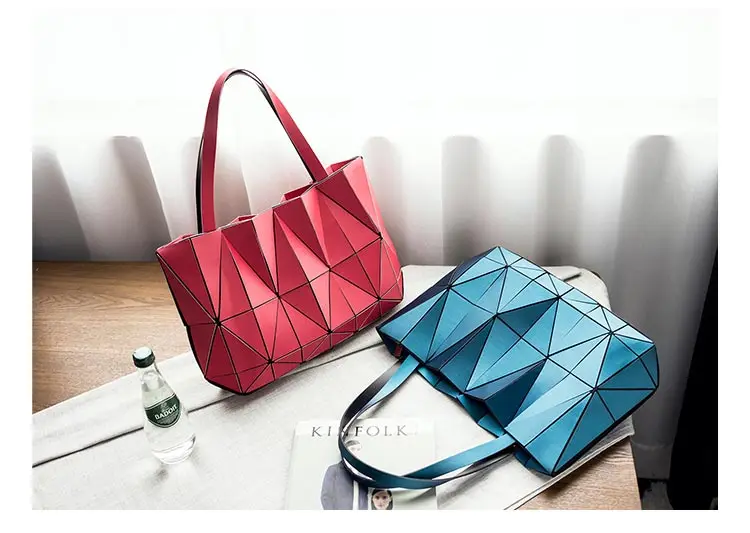Lasen bag hot sale women BAO BAO Bag Lady Geometry Package Sequins Mirror Saser Plain Split Joint Mujer Mosaic Top Handle Tote Shoulder Bags (18)