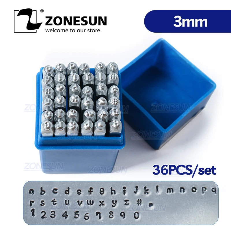 

ZONESUN 36PCS Jewelry Metal Stamps Alphabet Set A-Z Heart Symbol Leather Punch Die Case Craft Stamping Tools Steel Metal Tool