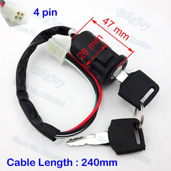 Ignition Key Switch Lock 4 Wire For 50cc 70cc 90cc 110cc 125cc 140cc
